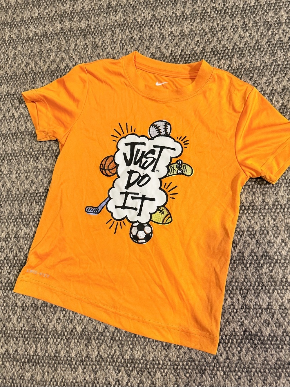 Nike Kids "Just Do It" Orange Sports Graphic Tee Size M